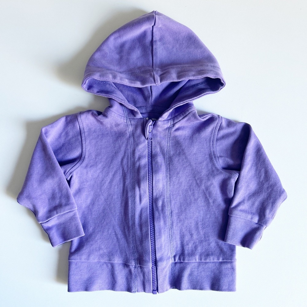 Pact Baby Girls Organic Cotton Lounge Athleisure Zip Up Hoodie Size 6-9M‎ Purple